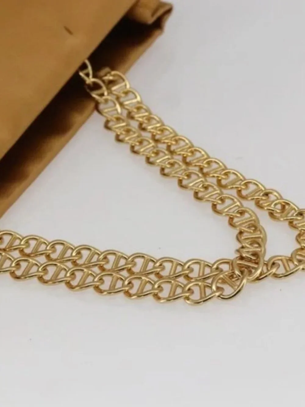PRADA Chain Hand Bag Satin Gold Auth 170010 - Picture 7 of 16